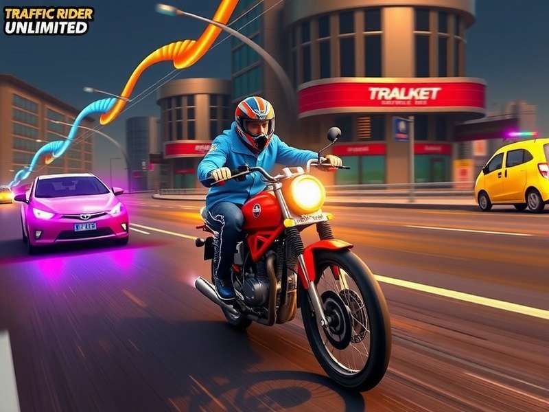 Traffic Rider गेम में बाइक चलाते हुए खिलाड़ी