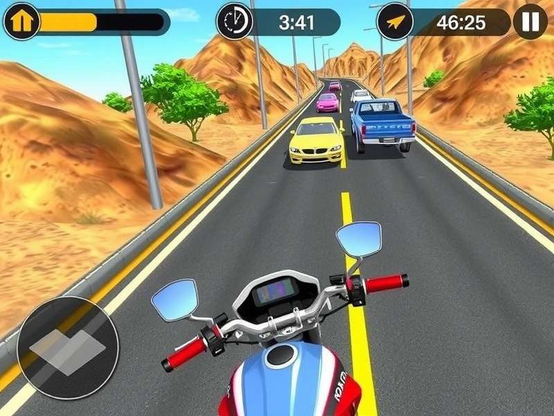 Traffic Rider game screenshot showing motorcycle and coins