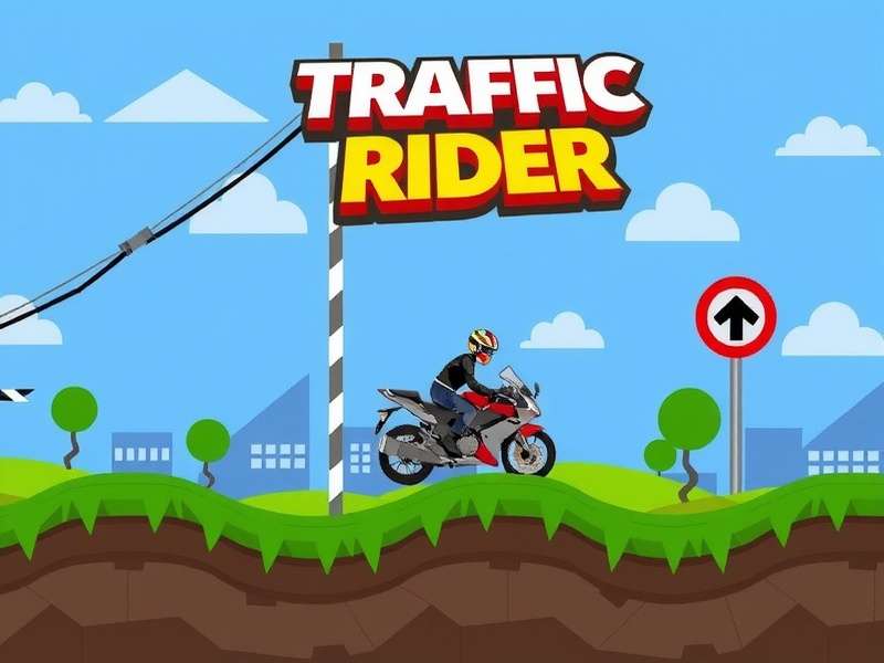 Traffic Rider Gameplay Screenshot: First-person view of a superbike on a highway at sunset