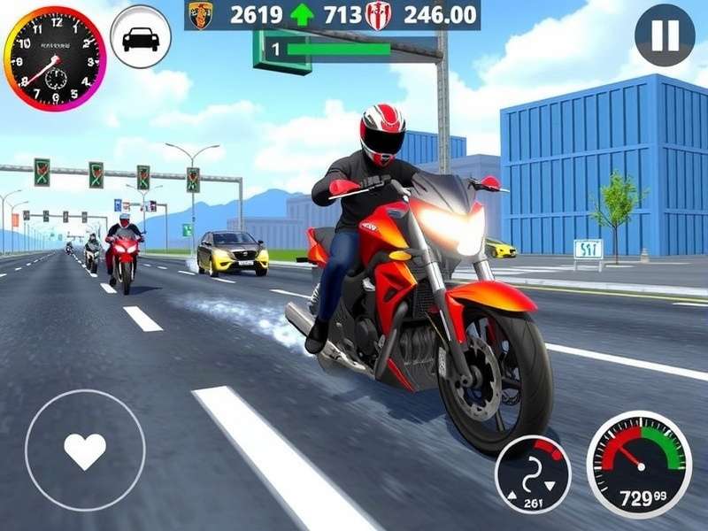 Traffic Rider hacked interface showing unlimited money and unlocked bikes