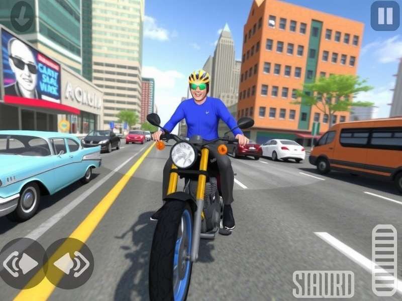 Traffic Rider game scene showing a bike racing through traffic
