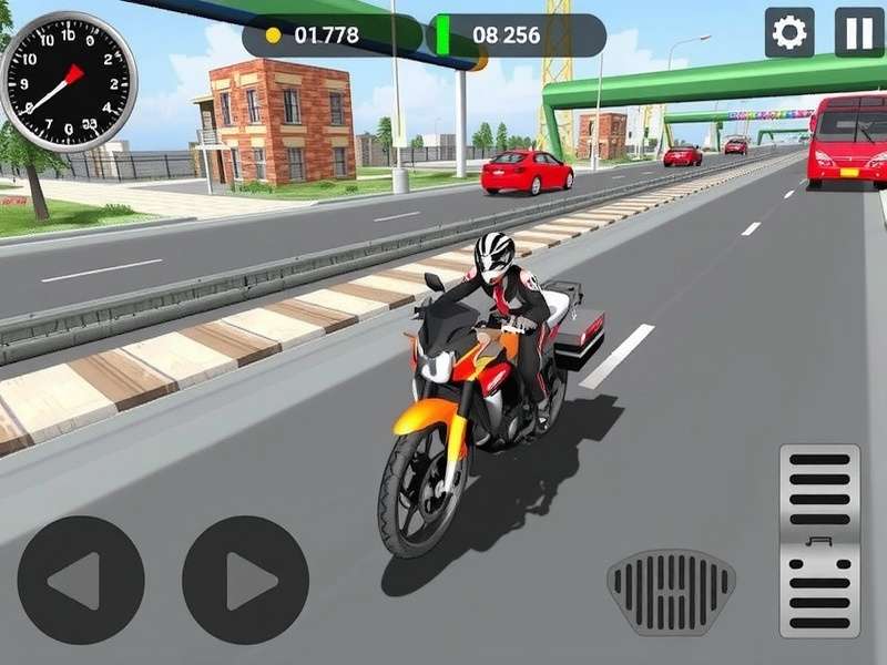 Traffic Rider Gameplay on Android showing high-speed bike and money counter