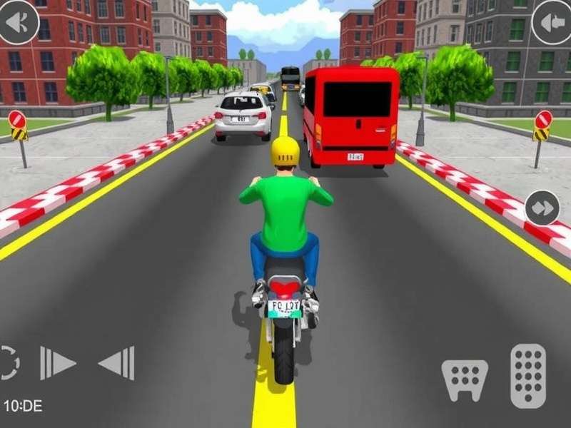 Traffic Bike Game gameplay screenshot showing high-speed traffic dodging on a busy Indian highway