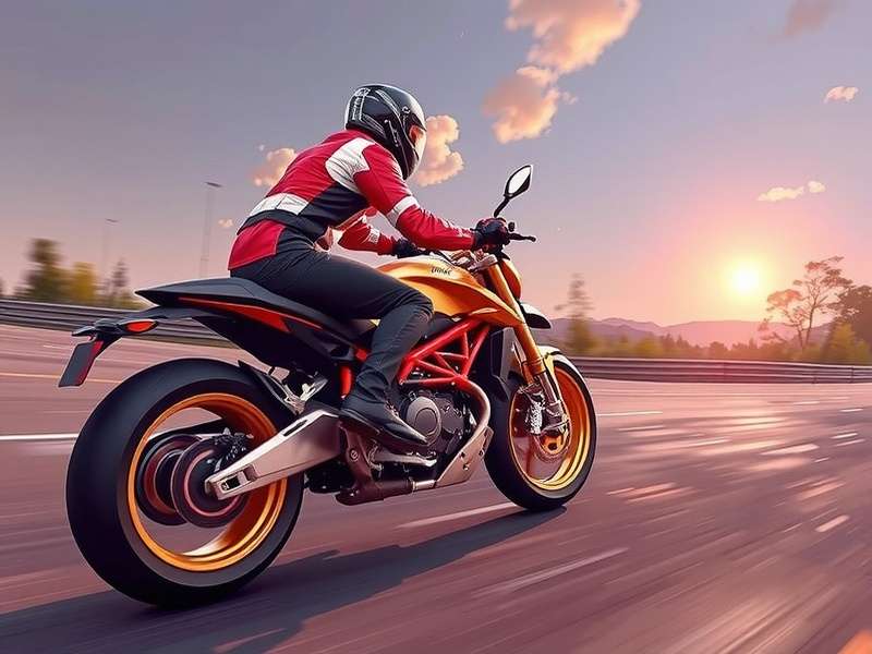 Traffic Rider gameplay showing a biker weaving through highway traffic at high speed