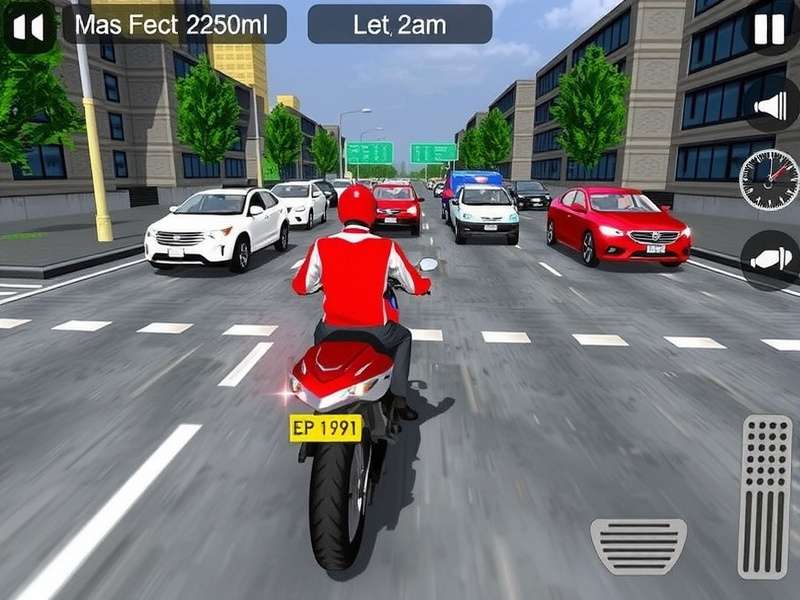 Traffic Rider Mod Apk Unlimited Money And Gold - Hero banner showing a high-speed motorcycle on a busy highway at sunset