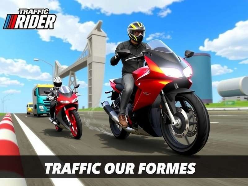 Traffic Rider Mod Apk Unlimited Money Latest Version - gameplay banner showcasing high-speed bike riding through city traffic with unlimited money feature
